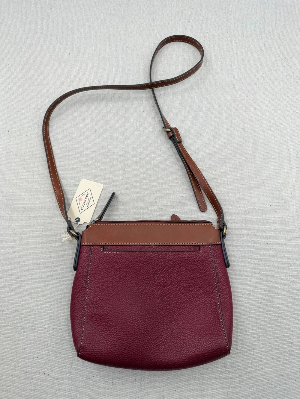 NWT St. John's Bay Women's Burgundy and Brown Crossbody Bag